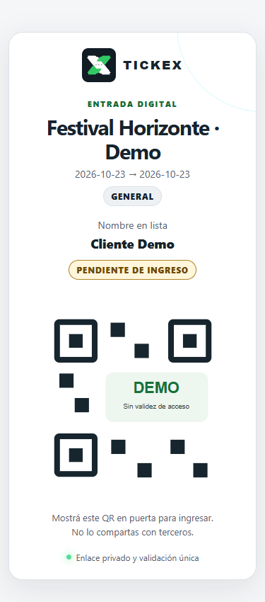 Entrada de muestra en el celular
